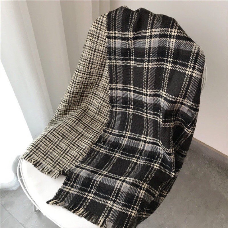 Khăn quàng cổ hoạ tiết caro bản to hàng chuẩn qc