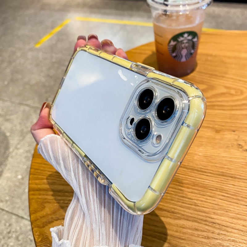 Ốp Điện Thoại Trong Suốt Dày Dặn Màu Kẹo Chống Sốc Cho iPhone 11 12 13 Pro Max