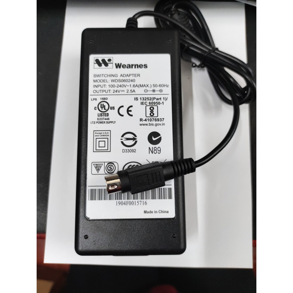 Adapter nguồn Wearnes 24v 2.5a 3 pin dùng cho tất cả các dòng máy in bill khổ giấy 80cm dailyphukien