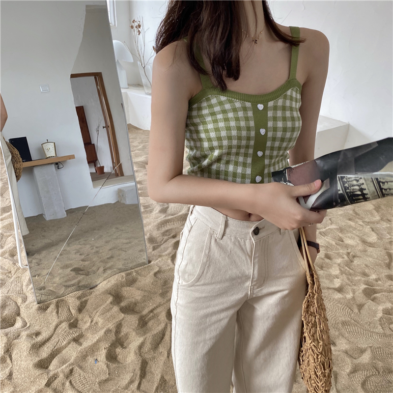 Áo lửng hai dây họa tiết ca rô quyến rũ dành cho nữ