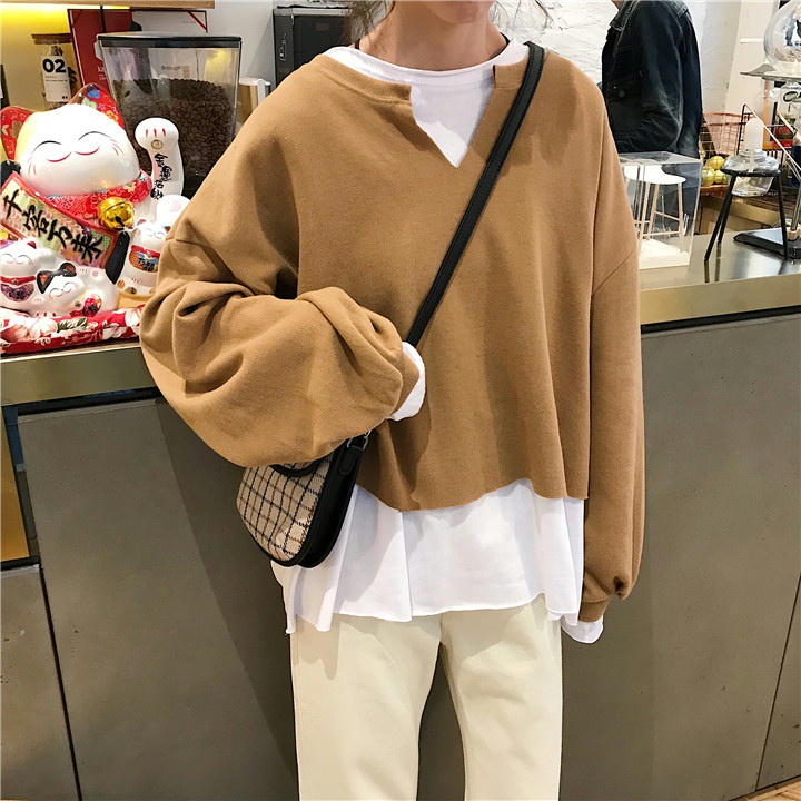 Áo Sweater Giả Hai Lớp Phong Cách Hàn Quốc Dễ Phối Đồ
