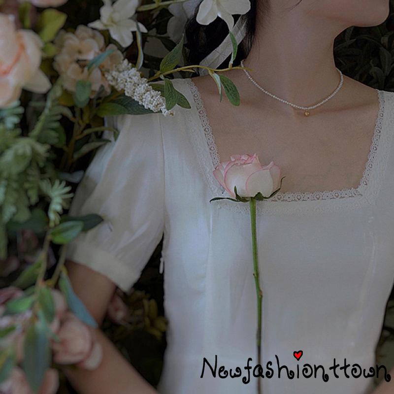 Nfashion Vòng cổ Chuỗi Hạt Ngọc Trai Ngắn Màu Trắng Trang Trí Dành Cho Nữ