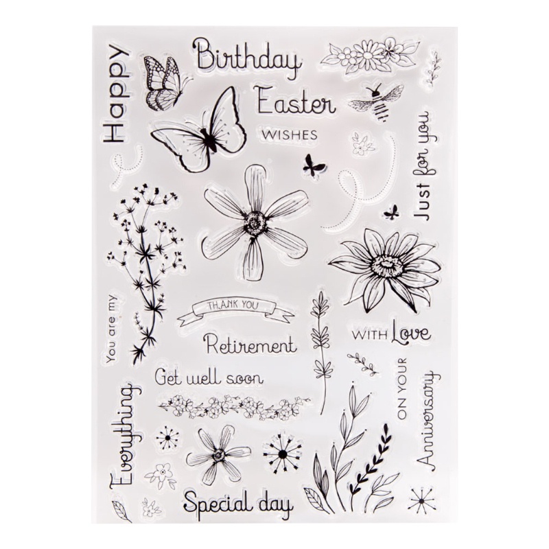 Tem Đóng Dấu Silicone Trong Suốt Hình Thỏ Và Bướm