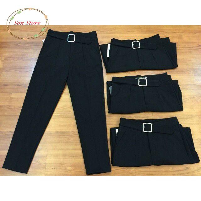Quần baggy công sở cạp cao phối đai kim loại loại đẹp | BigBuy360 - bigbuy360.vn