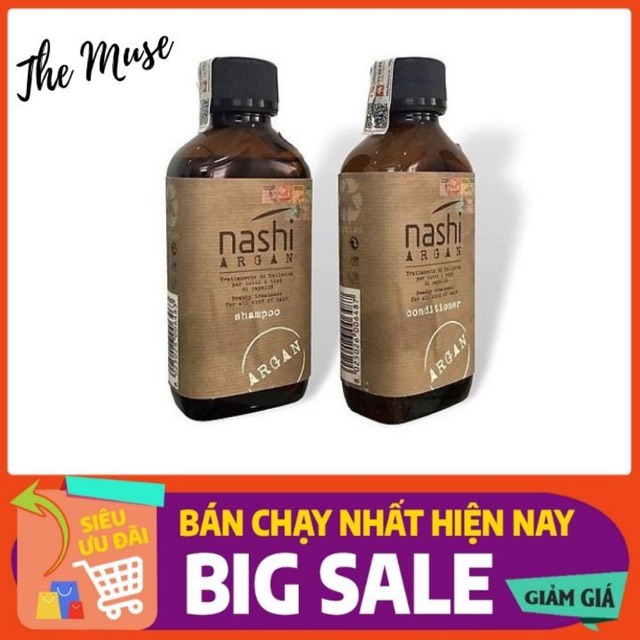 NASHI ARGAN- CẶP DẦU GỘI DẦU XẢ DƯỠNG ẨM PHỤC HỒI NASHI ARGAN 200ML