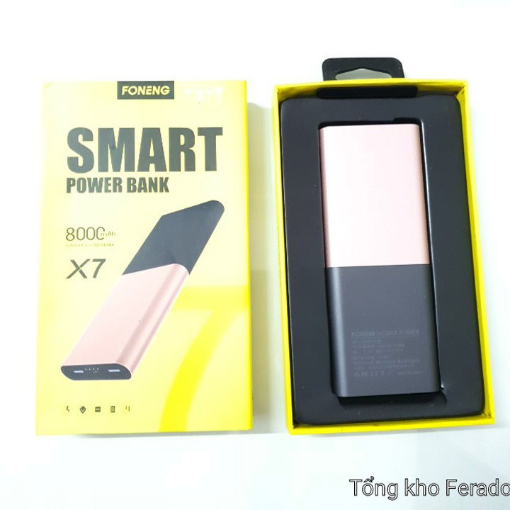 pin sạc dự phòng foneng x7 8000mah ⚡ 𝟑𝐀 𝐜𝐨̂𝐧𝐠 𝐧𝐠𝐡𝐞̣̂ 𝐐𝐮𝐚𝐥𝐜𝐨𝐦𝐦 𝐐𝐮𝐢𝐜𝐤 𝐂𝐡𝐚𝐫𝐠𝐞 𝟑.𝟎⚡ tích hợp màn hình Led 2 cổng USB