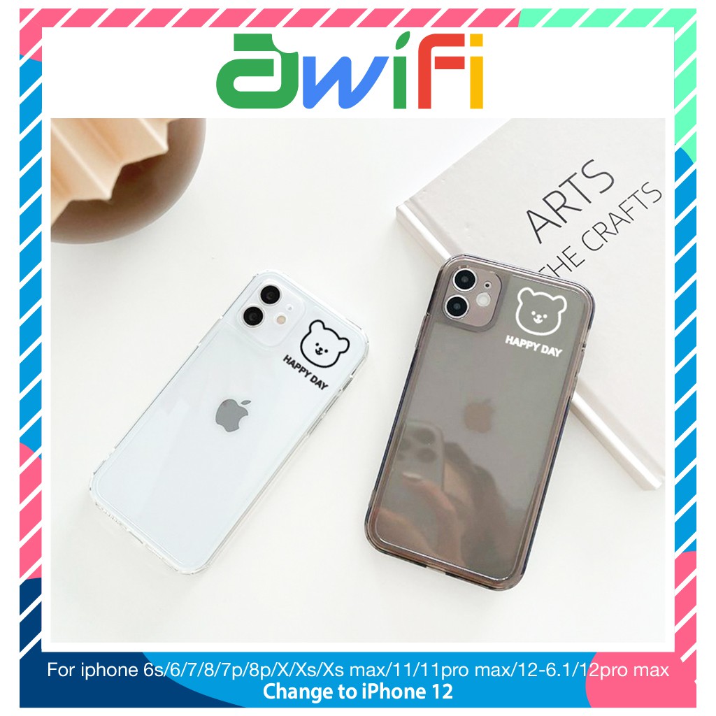 Ốp lưng iphone trong cạnh vuông BVC gấu 6plus/6s/6splus/7/7plus/8/8plus/x/xr/xs/11/12/pro/max/plus/promax-Awifi A2-10 | BigBuy360 - bigbuy360.vn