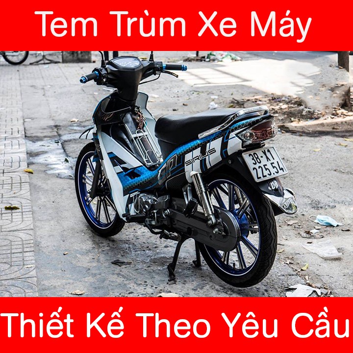 Tem Trùm Xe Sirius Xanh Trắng GP