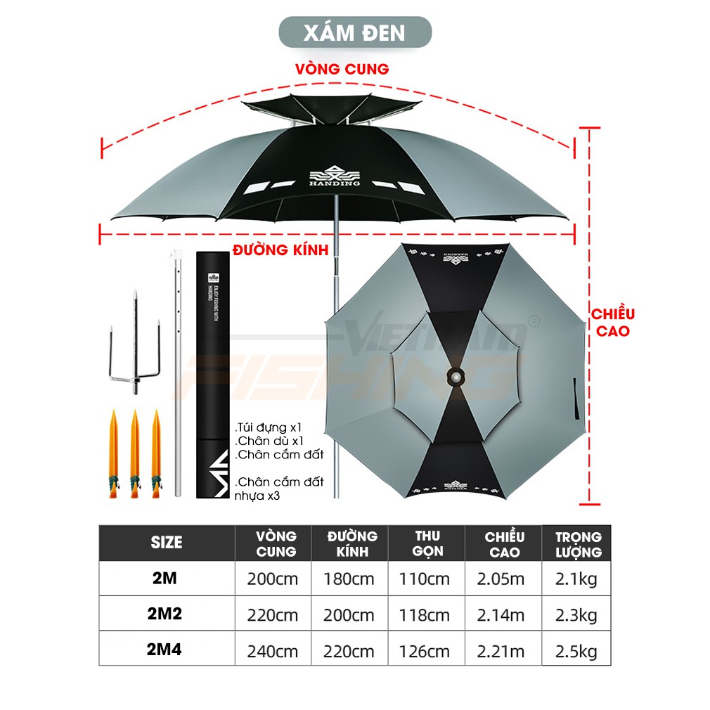 Ô dù che nắng câu cá HANDING 2021