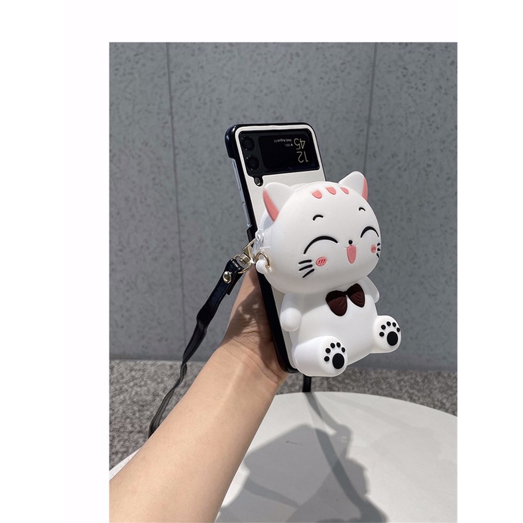 Bao Da Điện Thoại Hình Mèo 3D Thời Trang Cho Samsung Galaxy Z Flip 3 5G Z Flip 4 1 / 2 Z Flip3 ZFlip3 Z Flip4 ZFlip 4