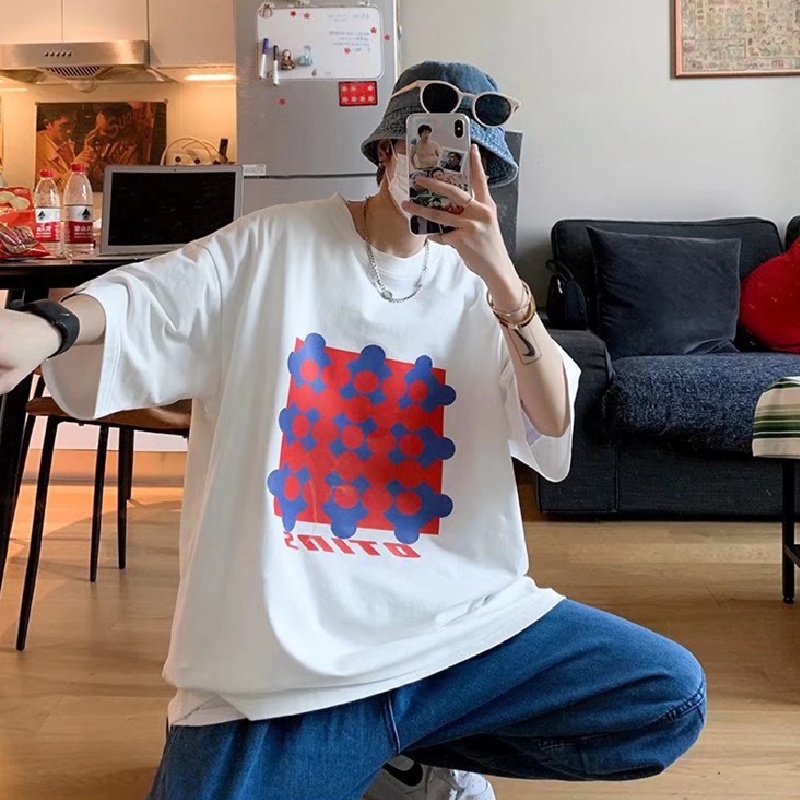 Áo Thun Tay Ngắn Dáng Rộng In Chữ Phong Cách Hàn Quốc Thời Trang Mùa Hè Cho Nam Và Nữ Size M-5XL