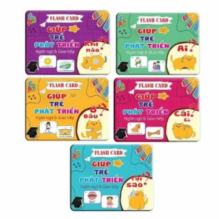 COMBO BỘ THẺ 5 CHỦ ĐỀ (AI? CÁI GÌ? ,KHI NAO? Ở ĐÂU? TẠI SAO? GIÚP BÉ PHÁT TRIỂN NGÔN NGỮ VÀ GIAO TIẾP