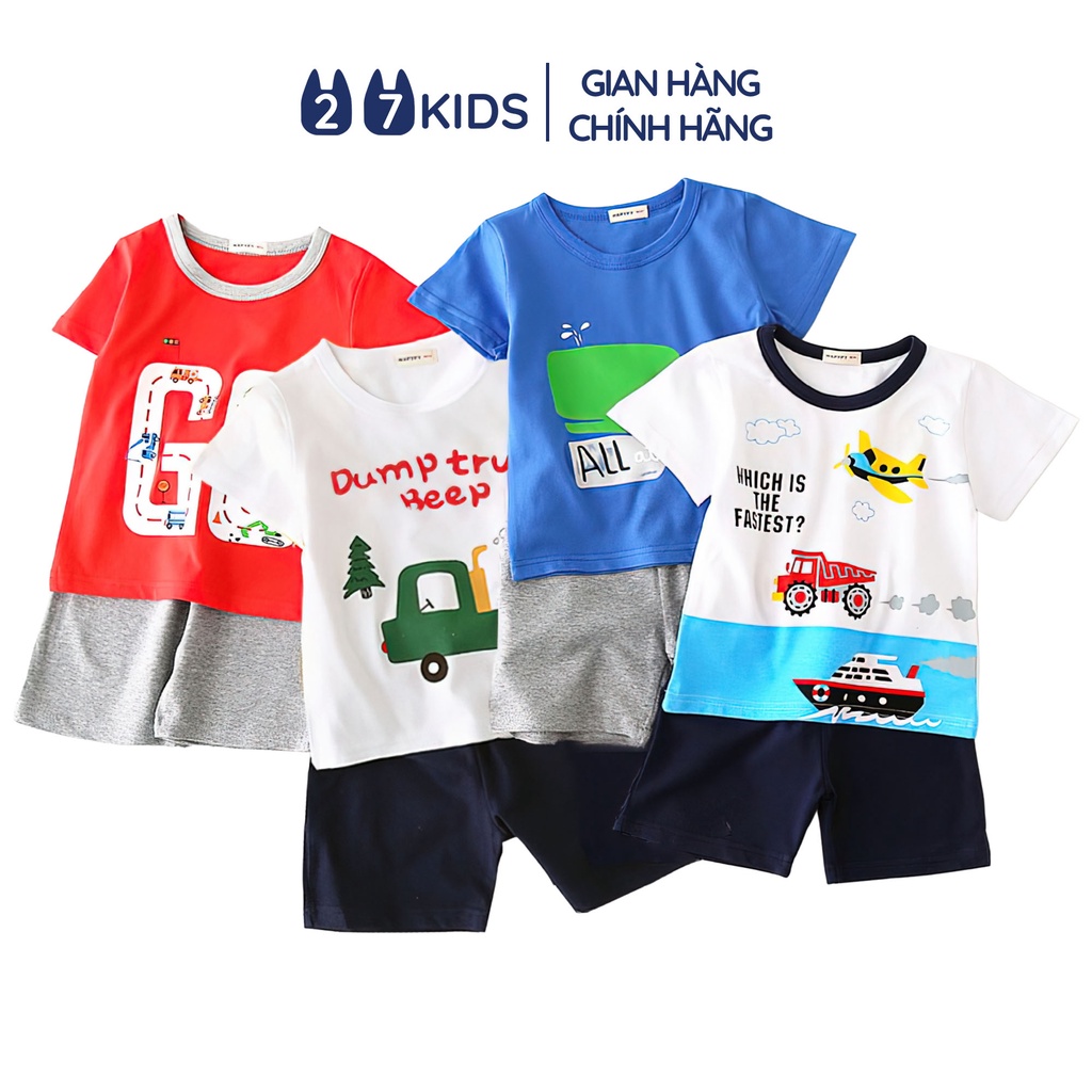 Bộ quần áo thun ngắn tay cho bé trai 27Kids WAPYPY đồ bộ nam cho trẻ từ 2-8 tuổi BSSE1