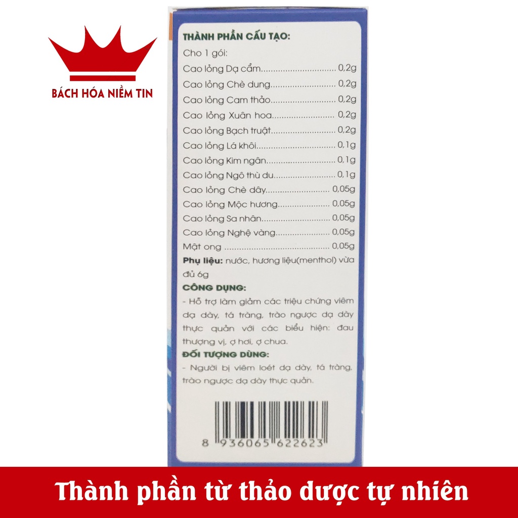 Gel giảm đau dạ dày, giảm trào ngược  giảm các biểu hiện viêm loét dạ dày, tá tràng Phogastro Gel - Hộp 20 gói x 6g