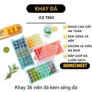 Khay Làm Đá - Khuôn Làm Đá, Thạch Rau Câu 36 Ô Kèm Xẻng Và Nắp Đậy Tiện Lợi 9455