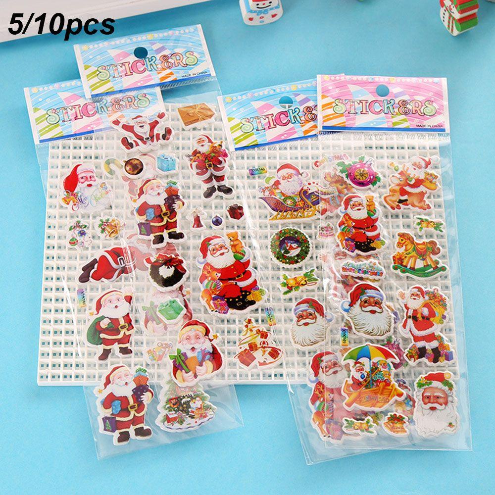 PISTA Bộ 5 / 10 Tấm Sticker Dán Trang Trí Thời Trang Chủ Đề Giáng Sinh