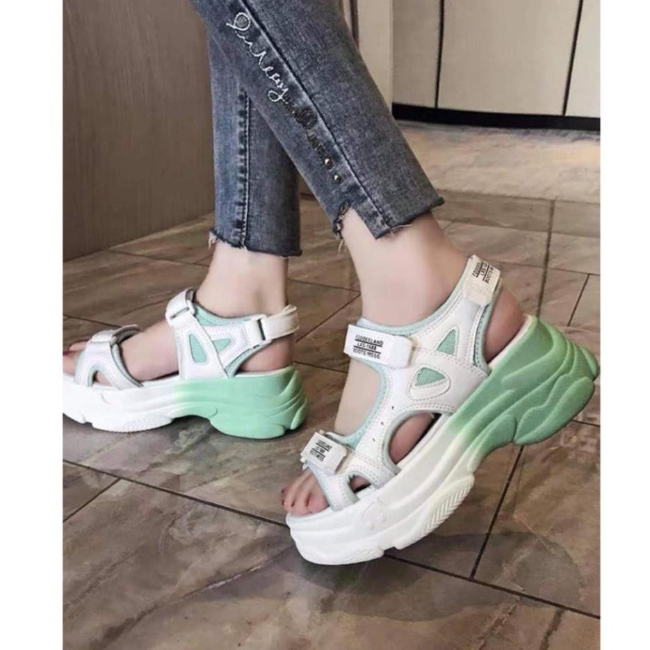 Giày Sandal Dép Xăng Đan Nữ Học Sinh Cá Tính Giá Tốt Mang Êm Chân (Có Ảnh Thật) Phối Màu Cam Xanh Siêu Xịn