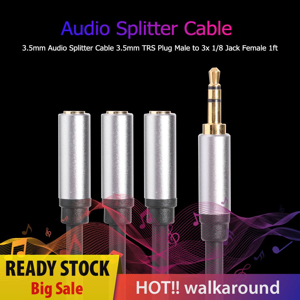 Cáp Chia Âm Thanh 3.5mm TRS Đầu Cắm Sang 3 Jack 1/8 1ft
