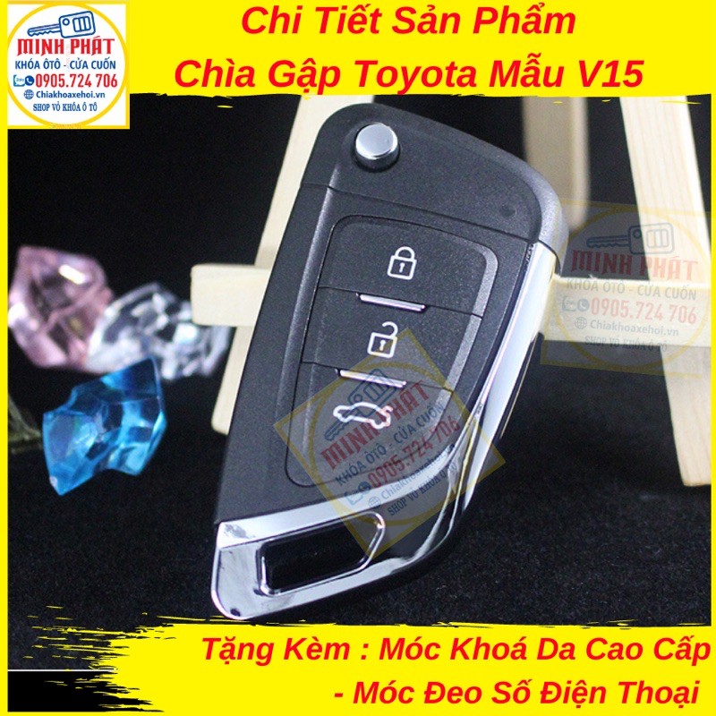 Chìa Khoá Xe Toyota Vios Innova Fortuner Corolla altis Hilux Yaris Mẫu Gập