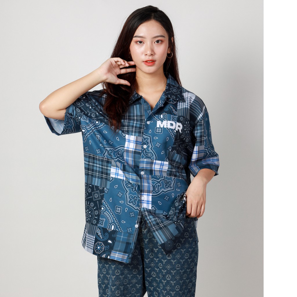 Áo Sơ Mi Unisex Hoạ Tiết Tay Ngắn Cổ Vest Thời Trang nam nữ Vải Lụa Chính hãng Local Brand Mi Midori