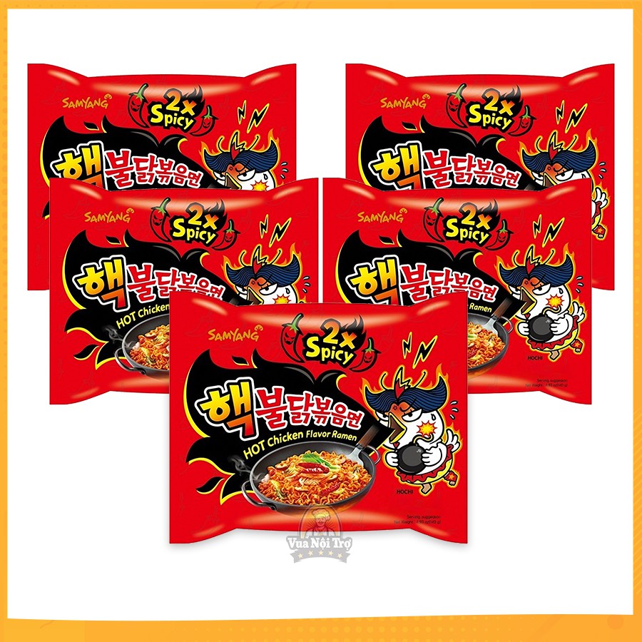 Lốc Mì Khô Gà Cay Samyang Vị Cực Cay 2X Spicy (140g/gói x 5 Gói)