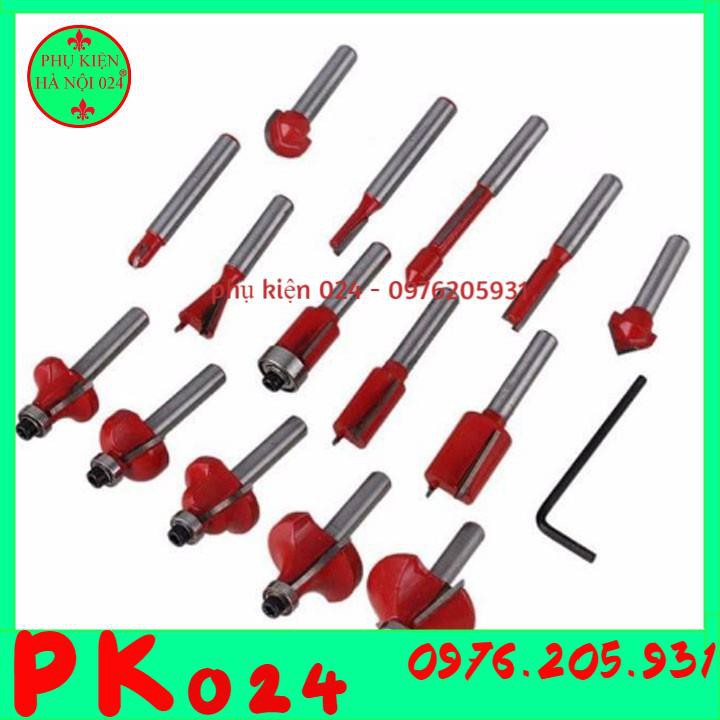 Bộ mũi phay gỗ, soi gỗ 15 chi tiết 6.35mm