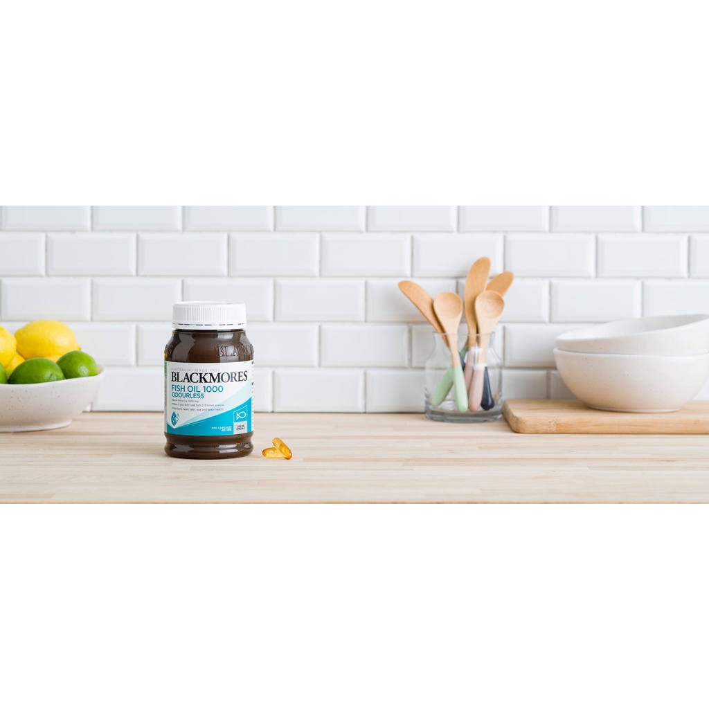 [Hàng chuẩn Úc] Viên uống dầu cá không mùi tanh Blackmores fish oil 1000 odourless 200 viên - 400 viên của Úc