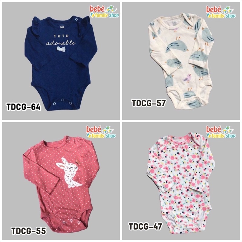 [SIZE 6-9M] Body chip dài tay BÉ GÁI Carters/ bodysuit cho bé xuất dư tay dài TDBG - bebefamilyshop