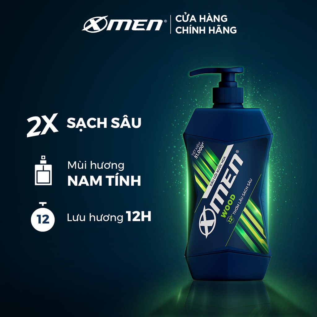 Dầu gội đầu xmen  hương nước hoa Wood 650g,dầu gội nam xmen hương phóng khoáng từ xạ hương và gỗ tùng huyết 650g/chaí