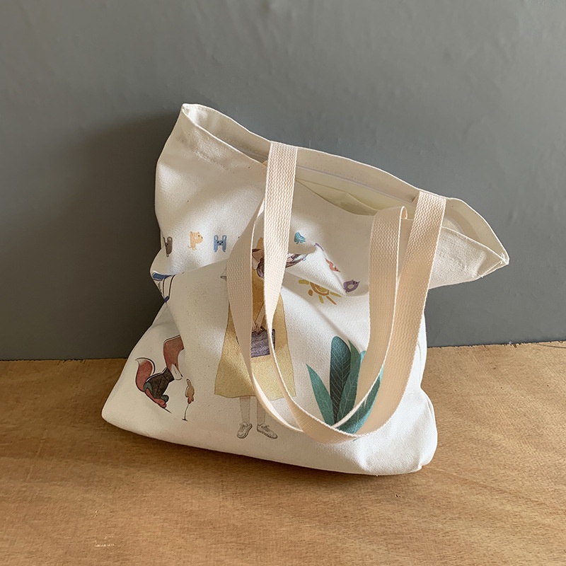 Túi Xách Nữ Vải Canvas Cỡ Lớn Phong Cách Hàn Quốc Dễ Thương