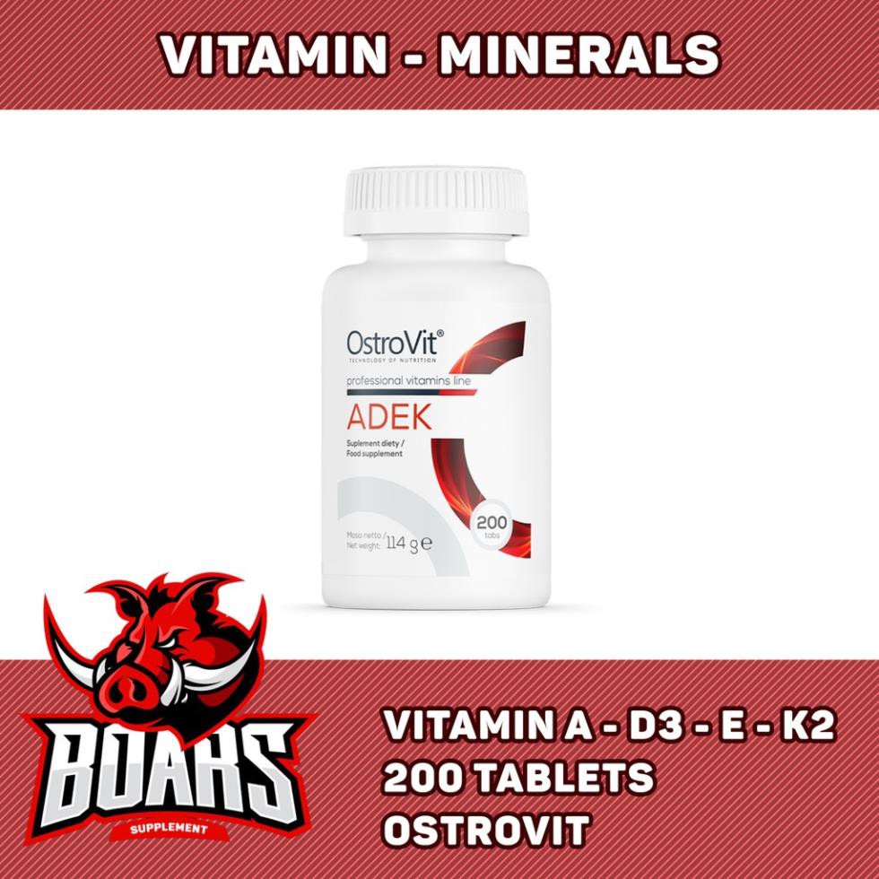 VITAMIN ADEK - BỔ SUNG 4 VITAMIN QUAN TRỌNG TĂNG ĐỀ KHÁNG,XƯƠNG KHỚP, THỊ LỰC CỦA OSTROVIT (200 VIÊN)