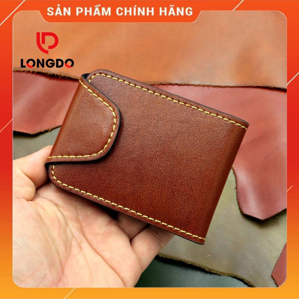 Ví Sen 5 Cao Cấp - Cam Kết 100 % Da Bò Thật - Ví Mini Nam Màu Bò Cháy Hàng Chính Hãng Thương Hiệu Longdo Leather Đẹp