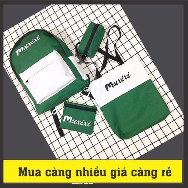 Balo thời trang set 4 món có ngăn đựng nước muxxi