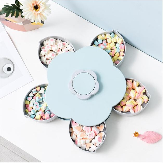 Khay đựng mứt, bánh kẹo tự xoay hình cánh hoa độc đáo -dc3380