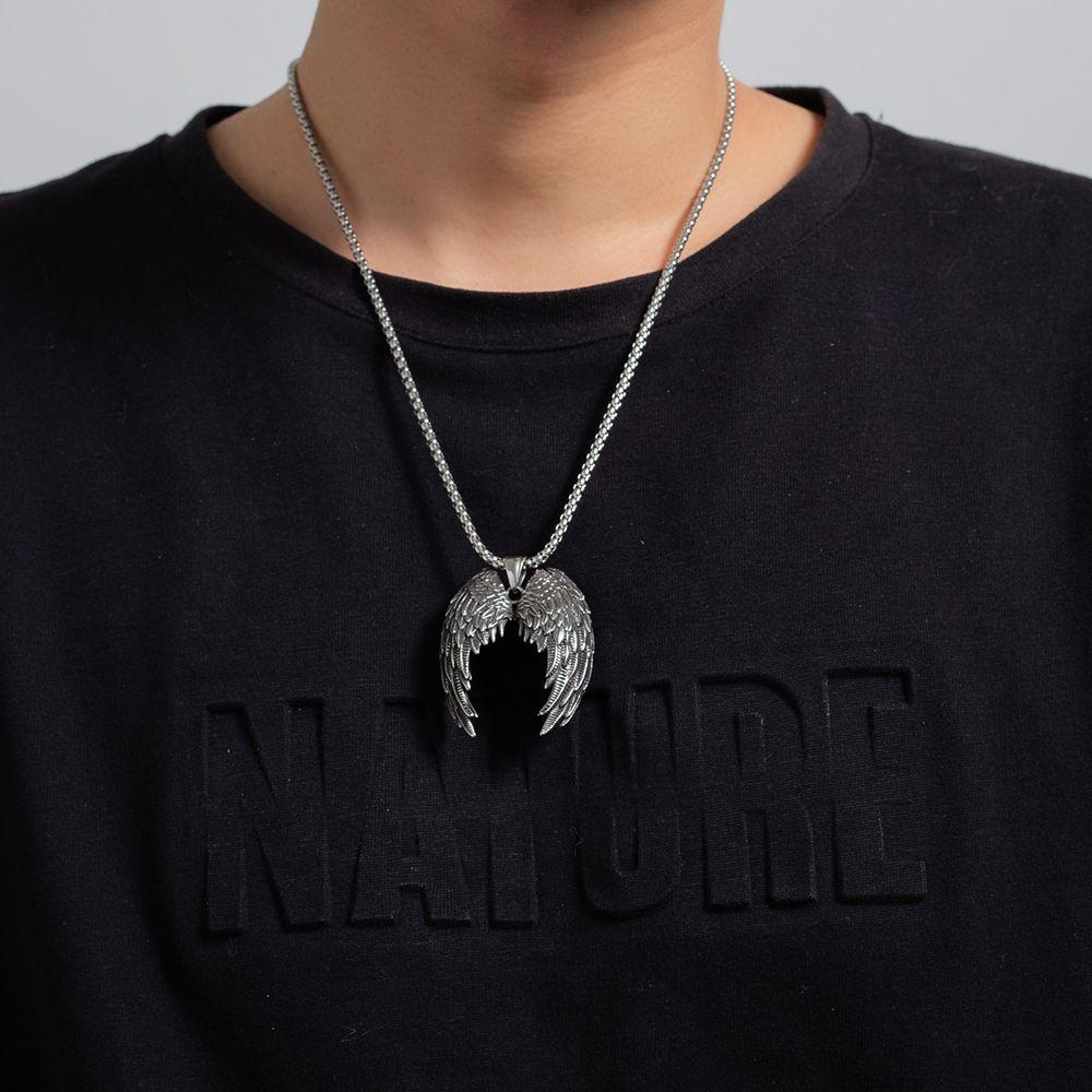 FORBETTER Vòng Cổ Choker Mặt Hình Cánh Thiên Thần Phong Cách Hip Hop Cá Tính Dành Cho Nam Nữ