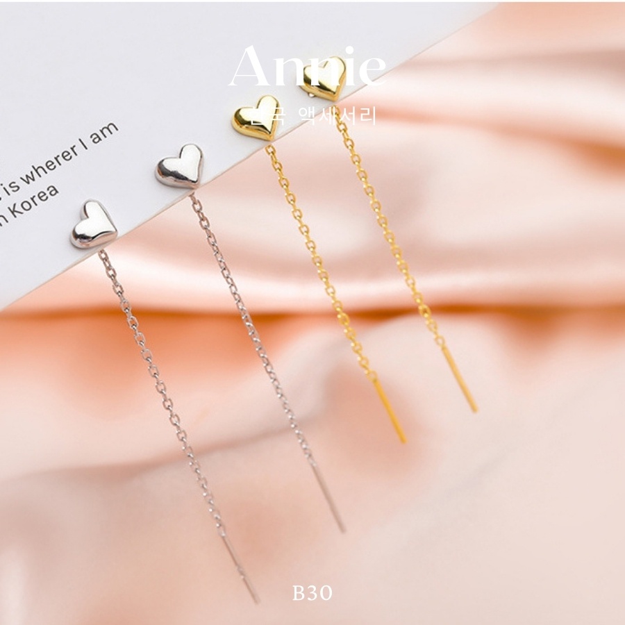 Bông tai tim nhỏ dáng dài phong cách nhẹ nhàng ANNIE - B30
