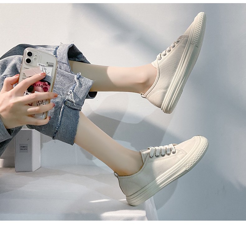 Giày Thể Thao Vải Canvas Đế Bằng Buộc Dây Cá Tính Trẻ Trung Hợp Thời Trang | BigBuy360 - bigbuy360.vn