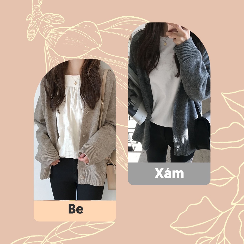 Áo khoác len cardigan nữ dáng lửng dài tay cài cúc dáng rộng oversize cổ v dày dặn A00015 | BigBuy360 - bigbuy360.vn