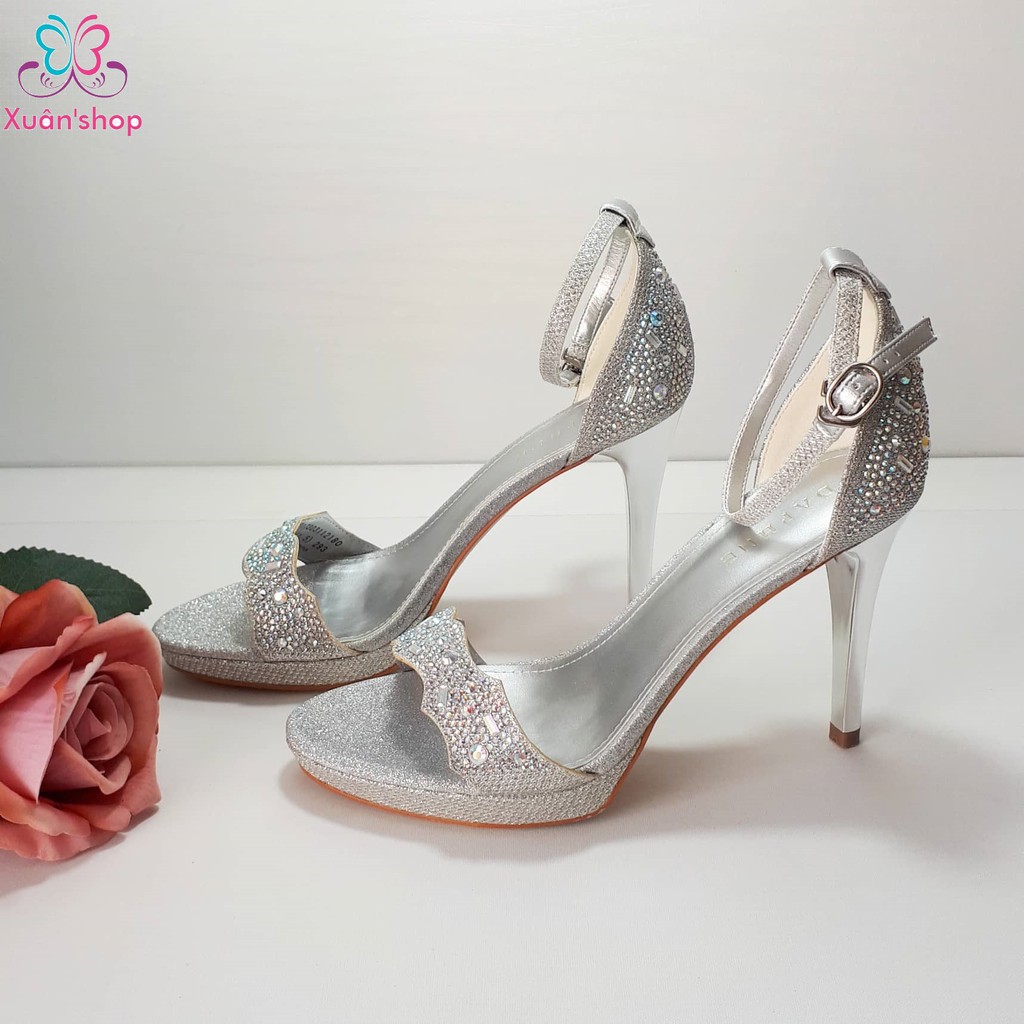 Giày Daphne quai ngang đính đá sang trọng, gót nhọn cao 10cm (size 38, 39)