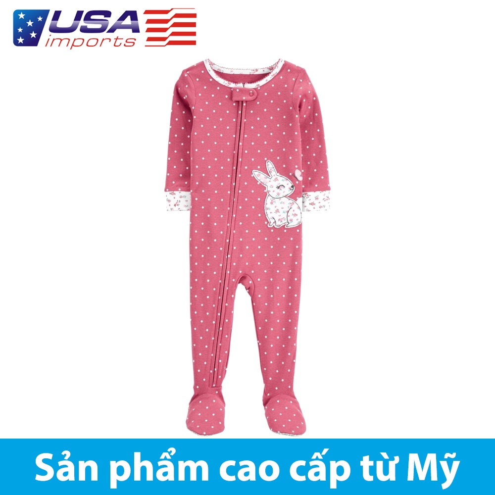 Đồ dài, đồ ngủ cotton phôm ôm hồng thêu hình thỏ Car-tờ Auth Từ Mỹ (1J208510)