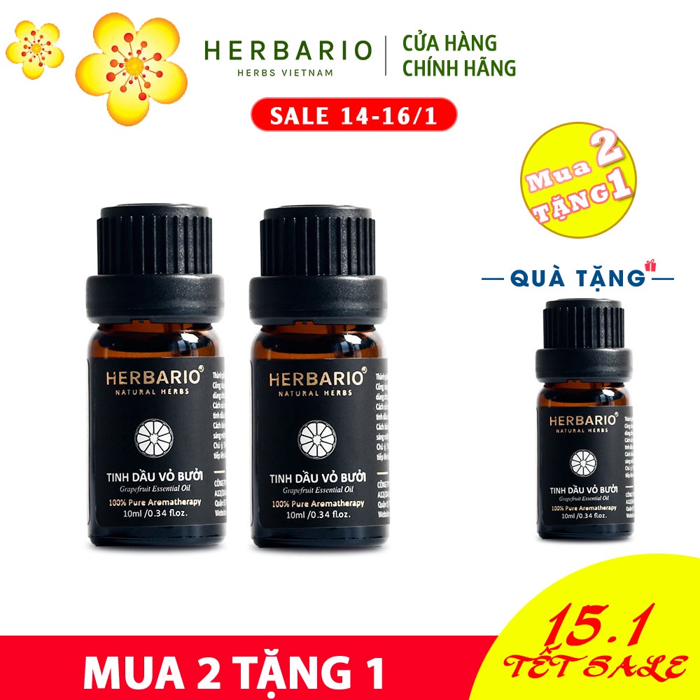 Combo 2 chai Tinh dầu bưởi nguyên chất Herbario 10ml