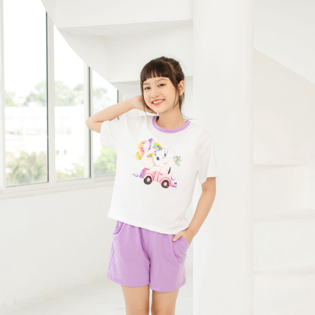 Bộ đồ bé gái, bộ măc nhà bé gái size đại, chất vải mềm mịn thoáng mát, hình in cute, 18-40 kg, K20