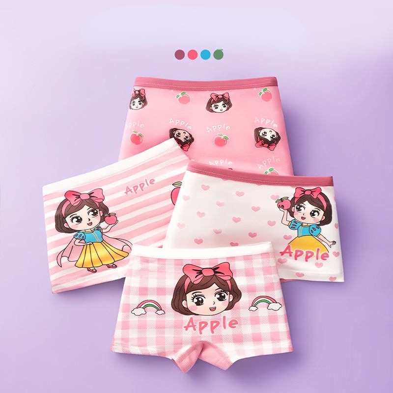 Quần Lót Cotton Màu Trơn Chống Vi Khuẩn Cho Bé Gái