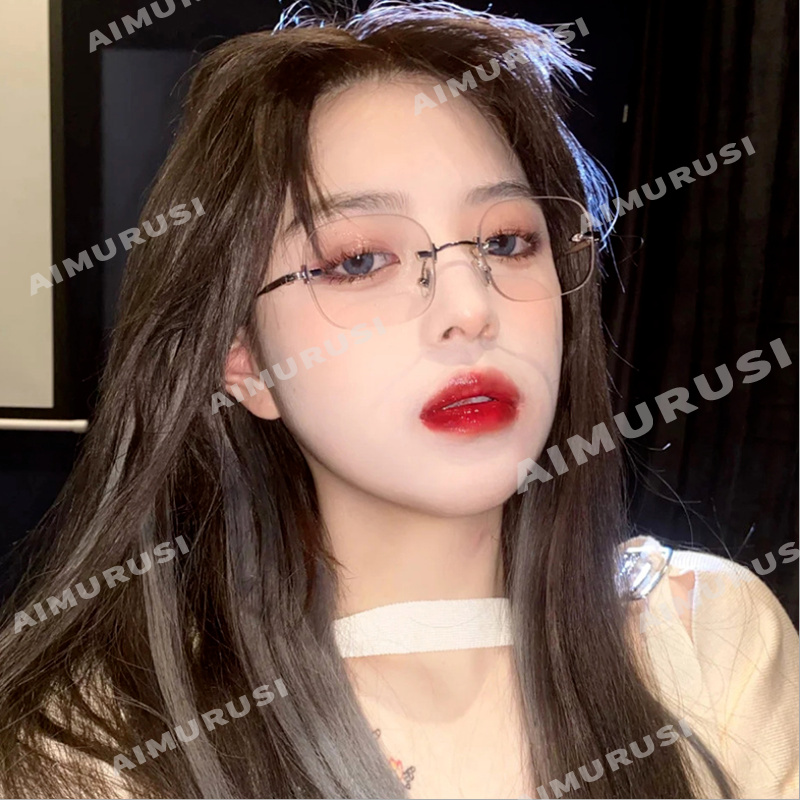 (Aimurusi) COD Korean Style Round Rimless Glasses Fashion Metal Anti Blue Light/Ray Eyeglasses Women