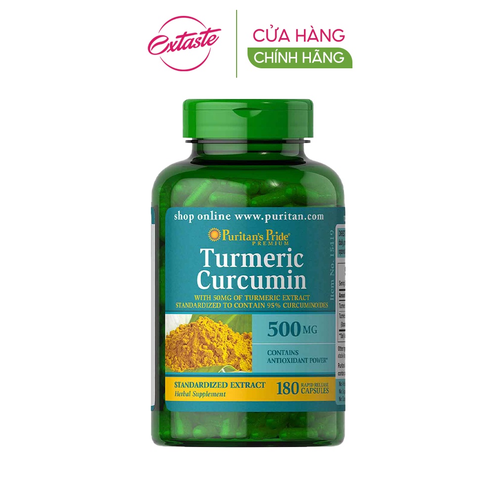 Viên uống tinh chất nghệ vàng Puritan's Pride Turmeric Curcumin 500MG 180 viên hỗ trợ dạ dày