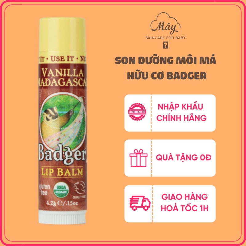 [Nhập khẩu chính hãng] Son dưỡng môi Vallina hữu cơ Badger cho bé và cả nhà