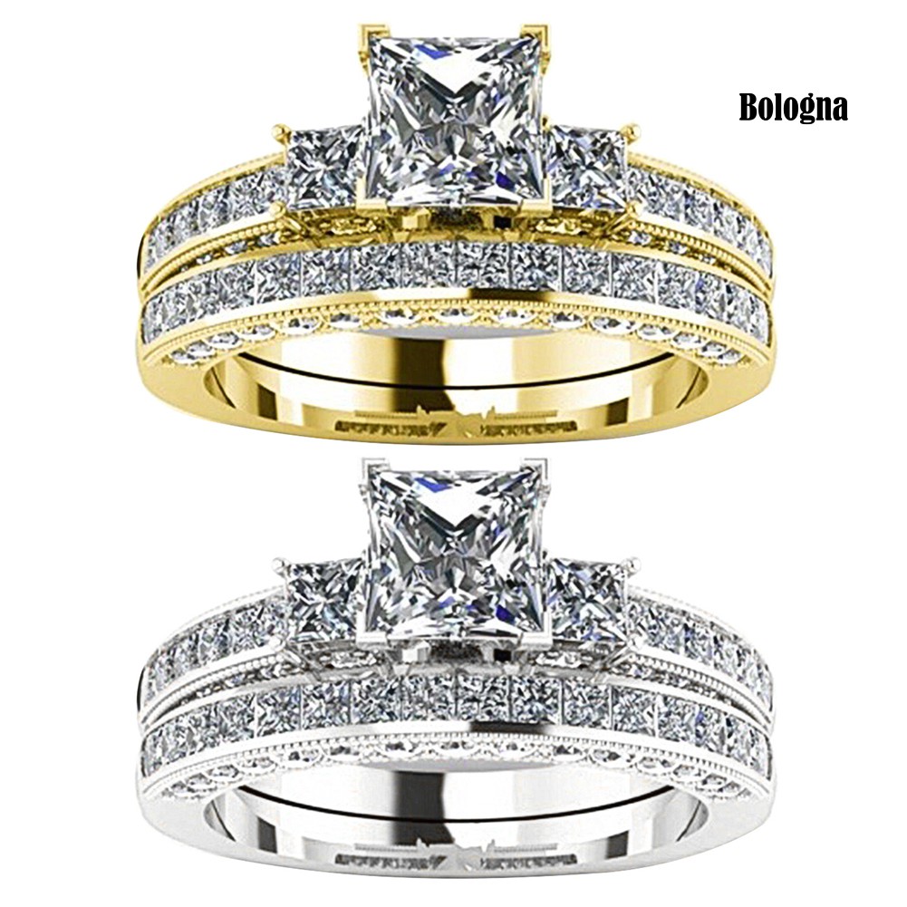 Bộ 2 Nhẫn Đính Hôn Đính Đá Cho Nữ