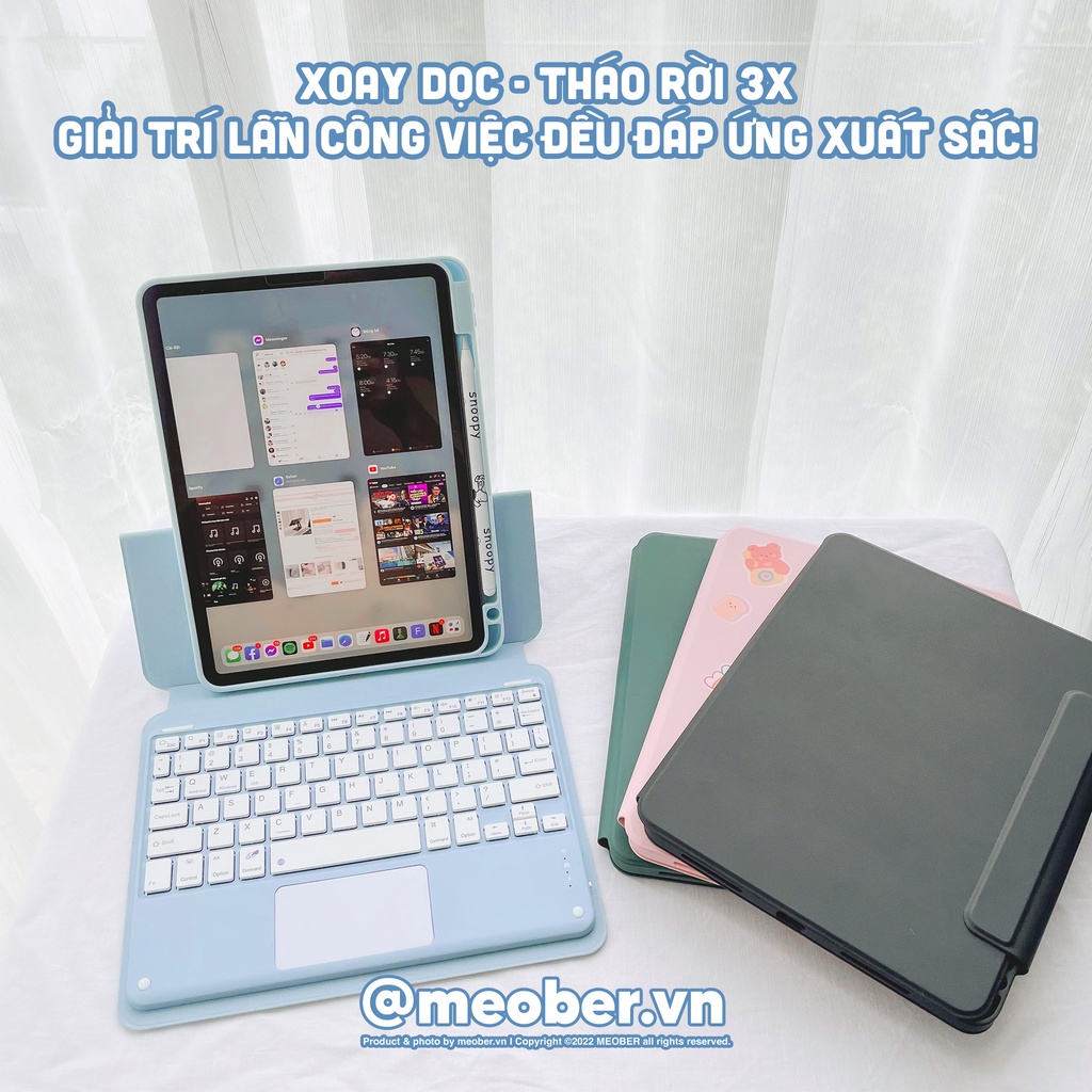 [TẶNG SILENT MOUSE] Bao Da Nam Châm Kèm Bàn Phím Tháo Rời Cho i pad Pro 11, Air 4/5, Mini 6, 12.9inch M1