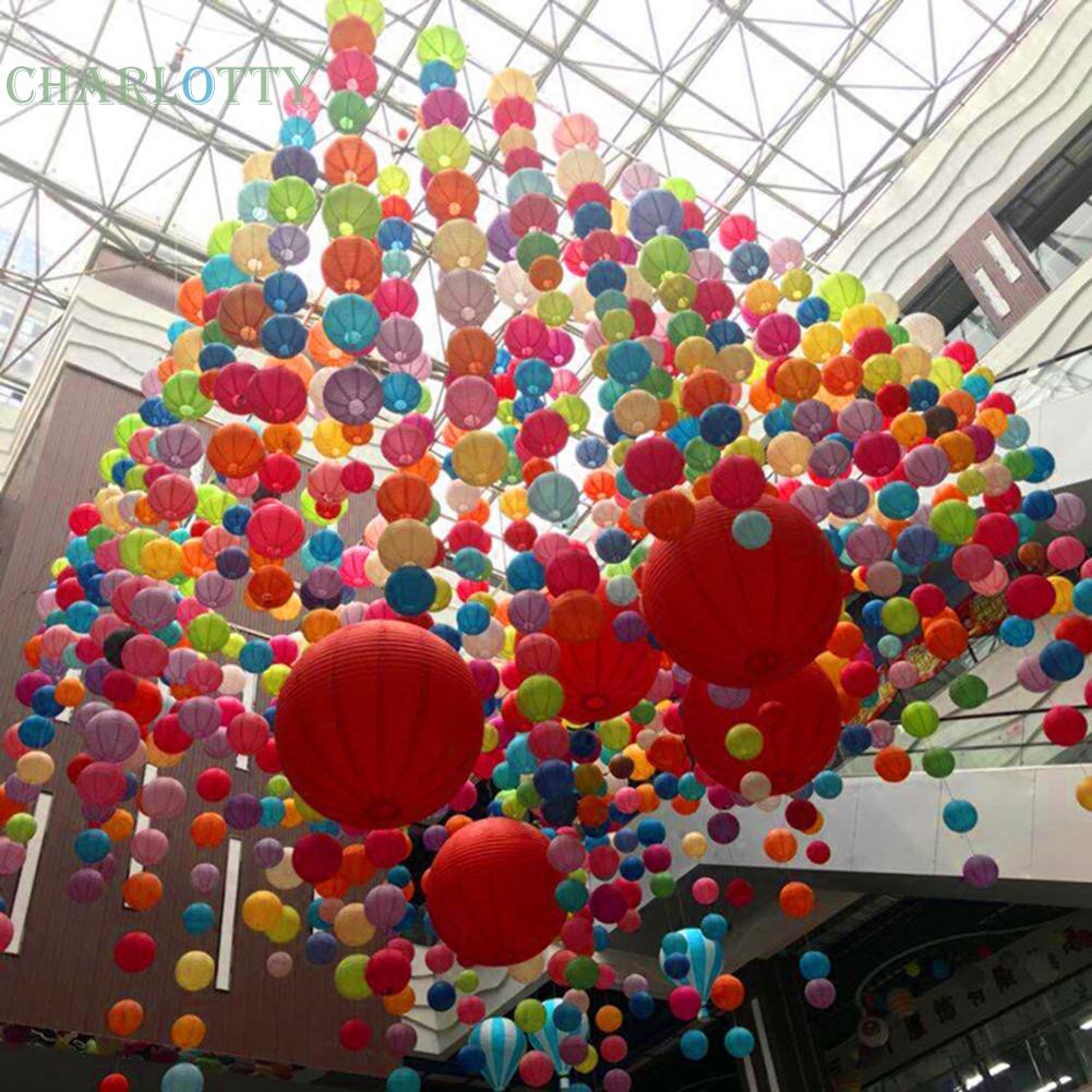 Lồng đèn xếp bằng giấy hình bóng tròn 4 inch phong cách Trung Hoa trang trí nhà cửa/ đám cưới