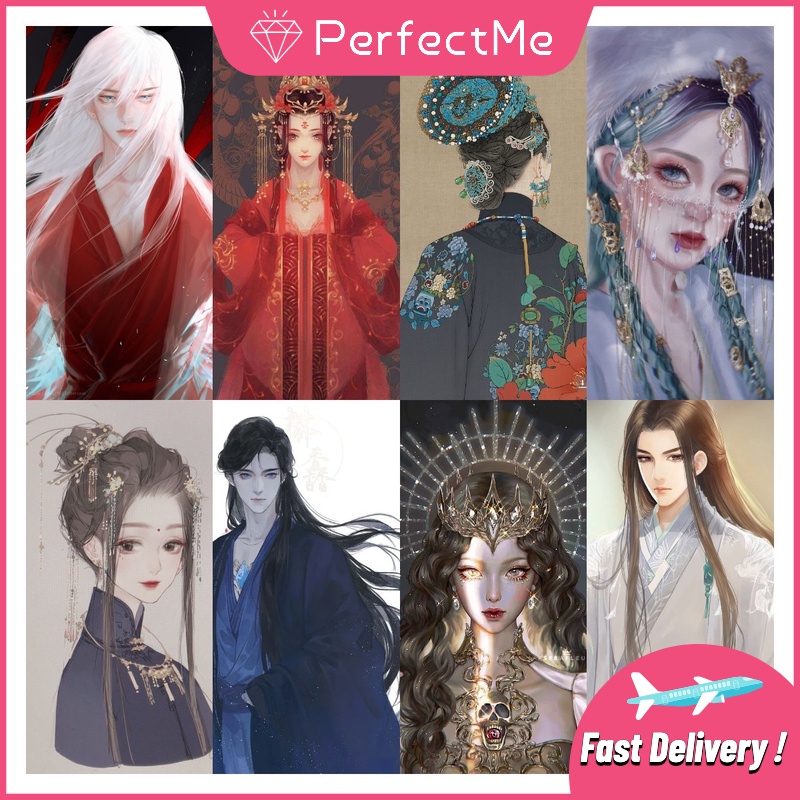 Bộ tranh đính đá 5D tự làm 30x40cm hình bé trai và bé gái cổ điển